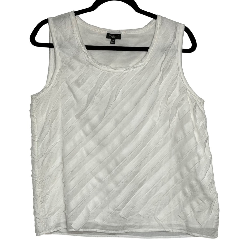 Talbots‎ White Sleeveless Textured Cotton Blouse Size 12P